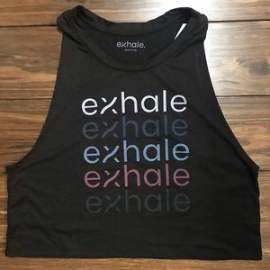 Exhale racerback crop tank, black, medium
